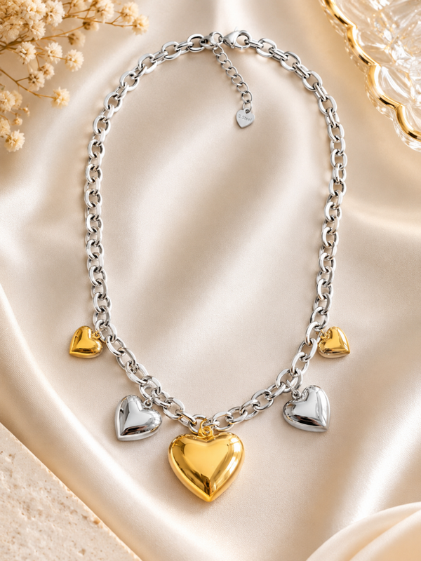 Collana CUORE MIO bicolore in acciaio inossidabile, regolabile