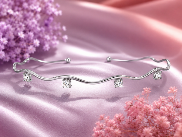 Choker ZIGZAG punti luce in acciaio inossidabile