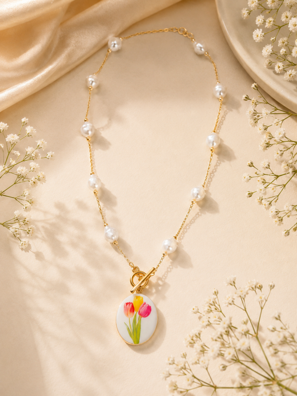 Collana FIORE' in acciaio inossidabile regolabile
