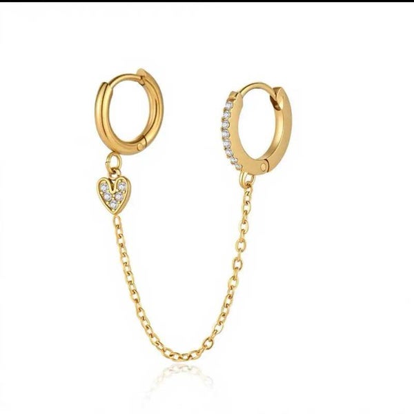 ORECCHINO doppio foro in acciaio inossidabile gold