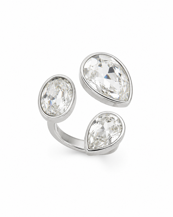 Anello Silvie silver regolabile con zirconi in acciaio inossidabile