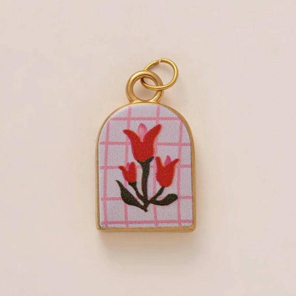 charm tulipano in acciaio inossidabile