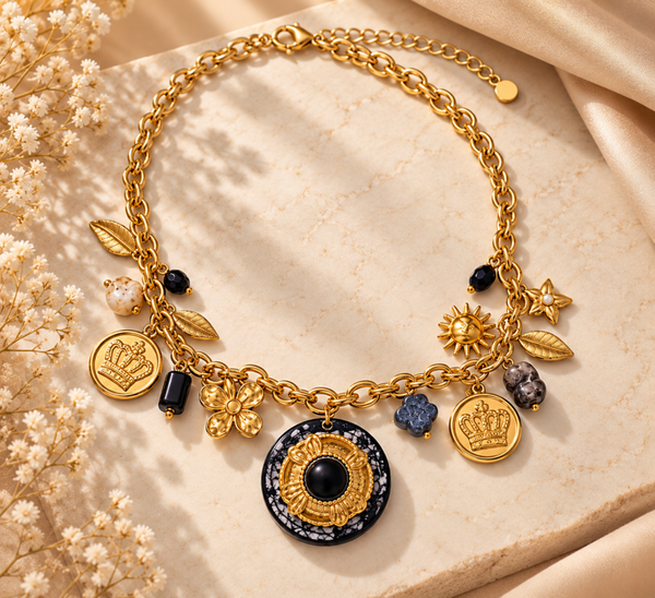 Collana con Charm in acciaio inossidabile, regolabile