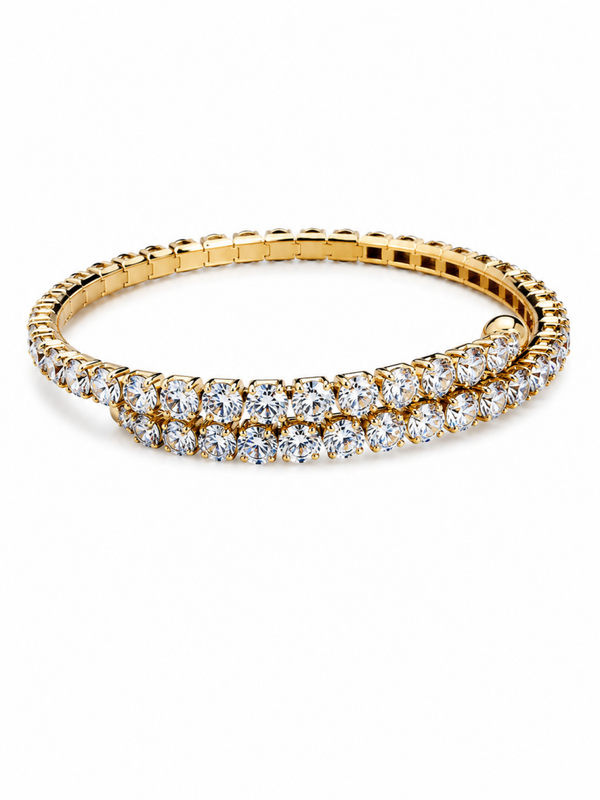 Bracciale Vuisson in acciao inossidabile con zirconi a spirale