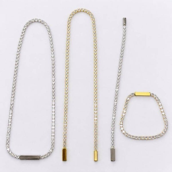 collana magnetica in acciao e zirconi da 4 mm gold