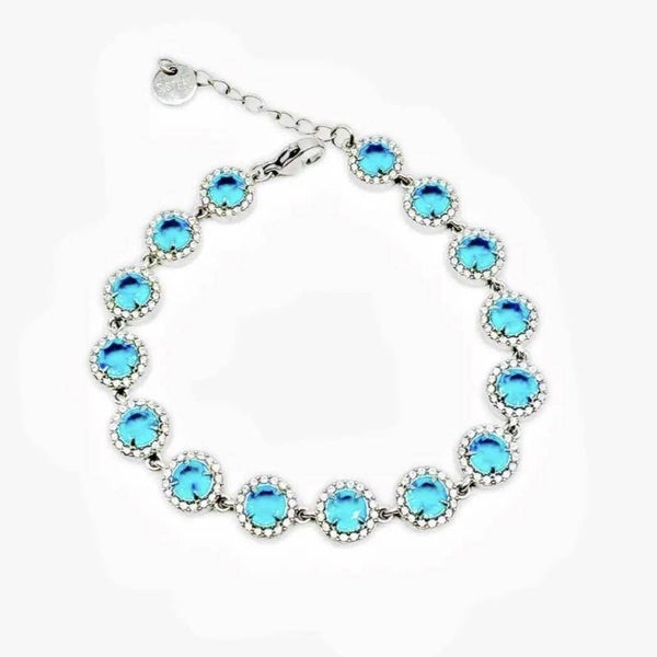 Bracciale Luxury in acciaio 304 base silver con zirconi turchesi