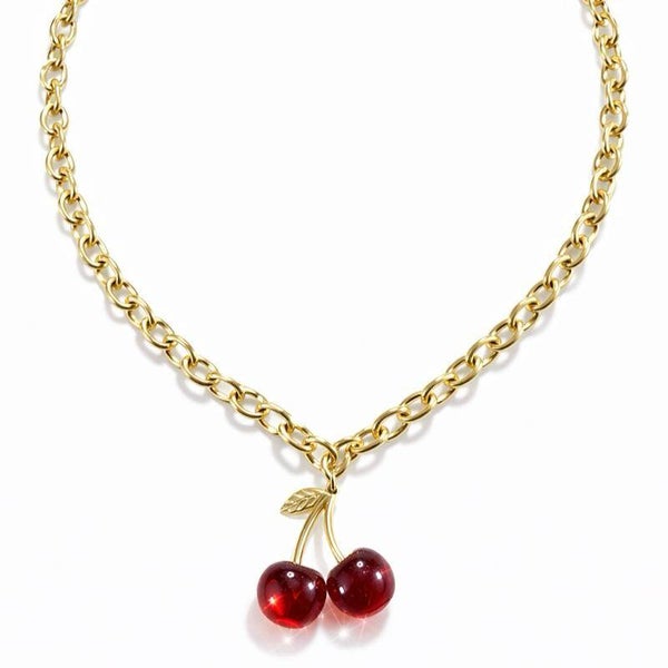 Collana Cherry cin charm ciliegia in acciaio