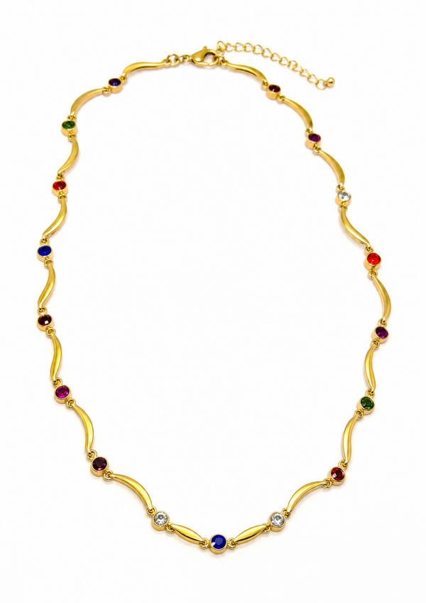 Collana Onda multicolore gold in acciaio 316L