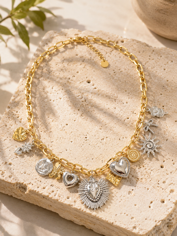 Collana DIANA in acciaio inossidabile con charms