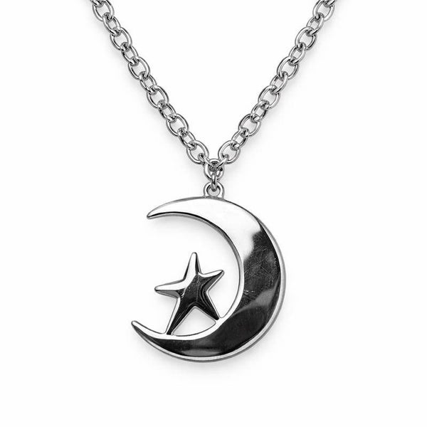 Collana lunga stella luna Visson in acciaio inossidabile