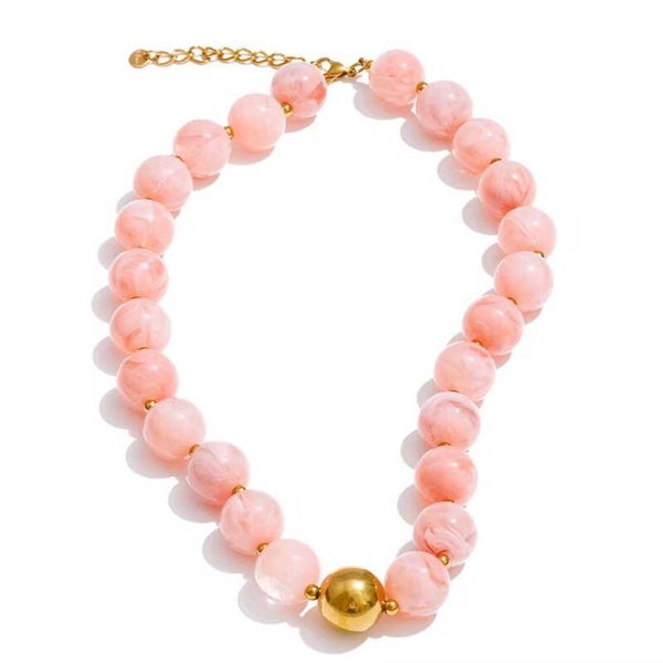 collana rosè in resina e acciaio regolabile