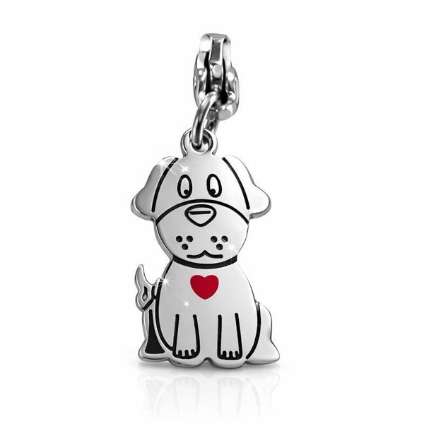 Charm in acciaio cagnolino in acciaio