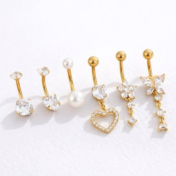 set di sei piercing in acciaio 316 L