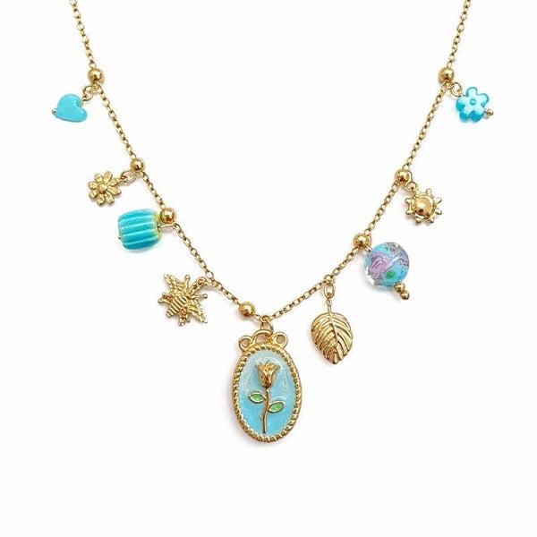 collana tulipano con charms in acciaio