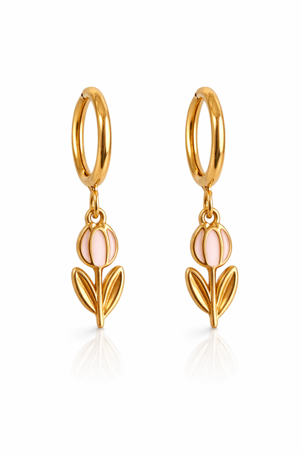 orecchini tulipano allungato gold in acciaio