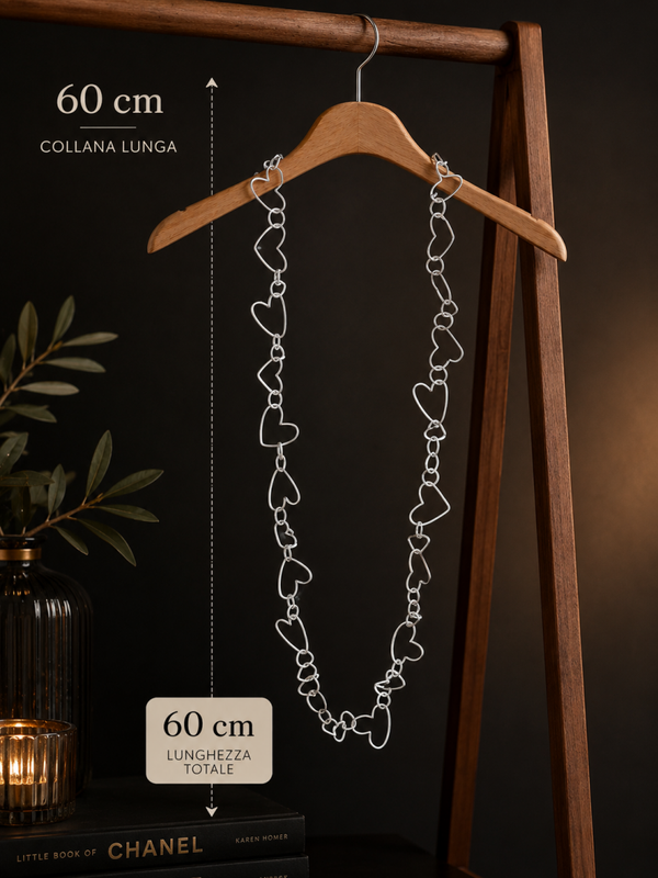 Collana lunga in acciaio inossidabile CUORE'