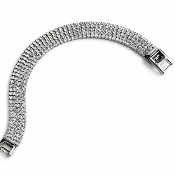 Bracciale stile vintage morbido in acciaio e zirconi