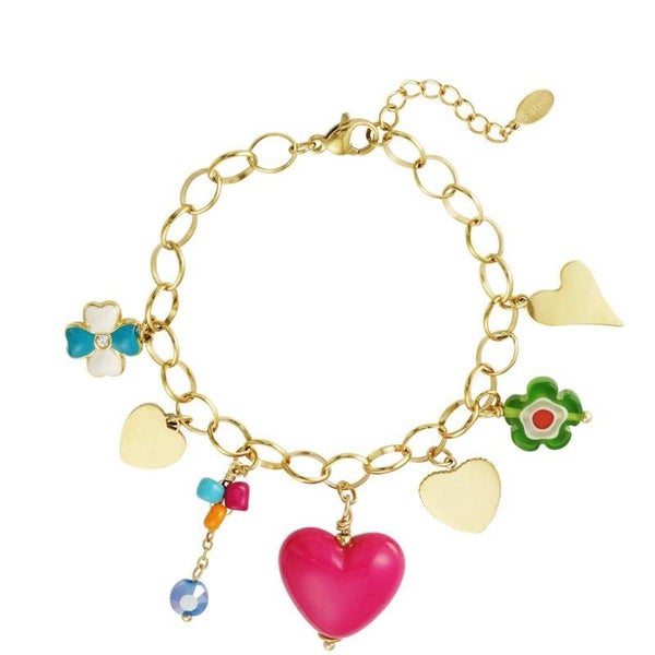 bracciale cuoricino in acciaio inossidabile regolabile con charms