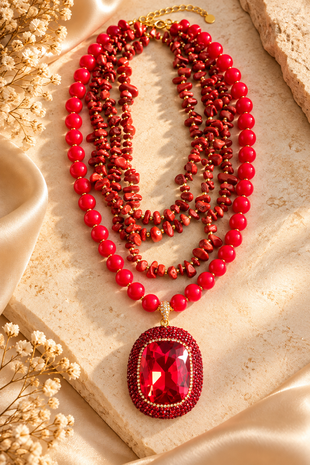 Collana REGINA ROSSA in pietre naturali