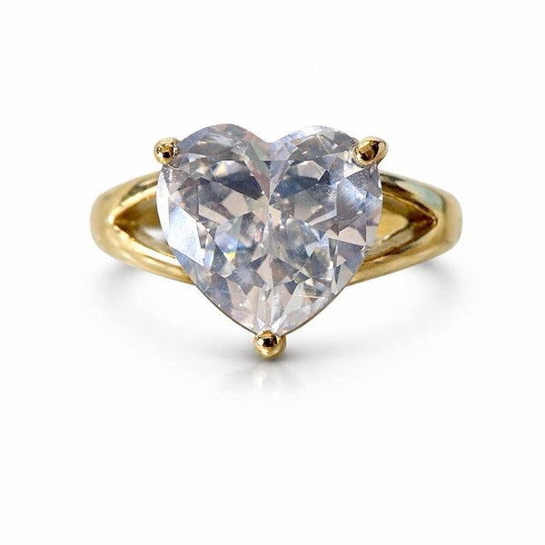 Anello regolabile in acciaio inossidabile con pietra zircone a cuore