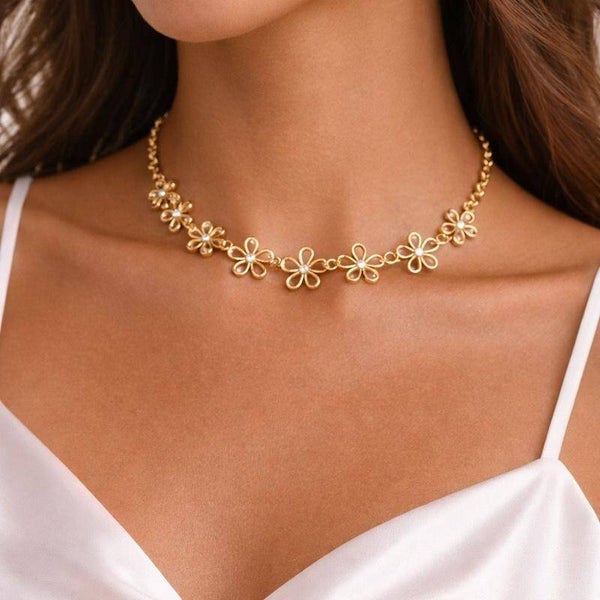 Collana margherite in acciaio