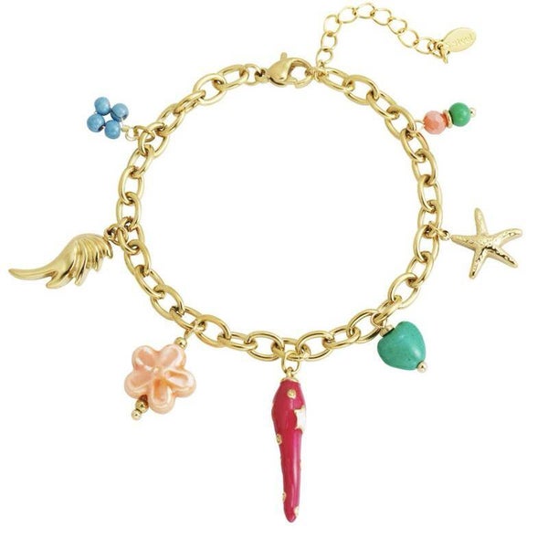 Bracciale regolabile Fortunello con charms in acciaio inossidabile