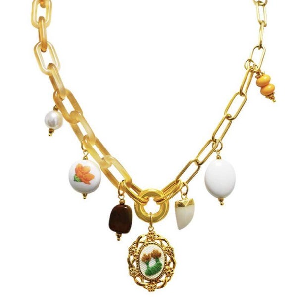 collana con charm in acciaio 316 L ocretta