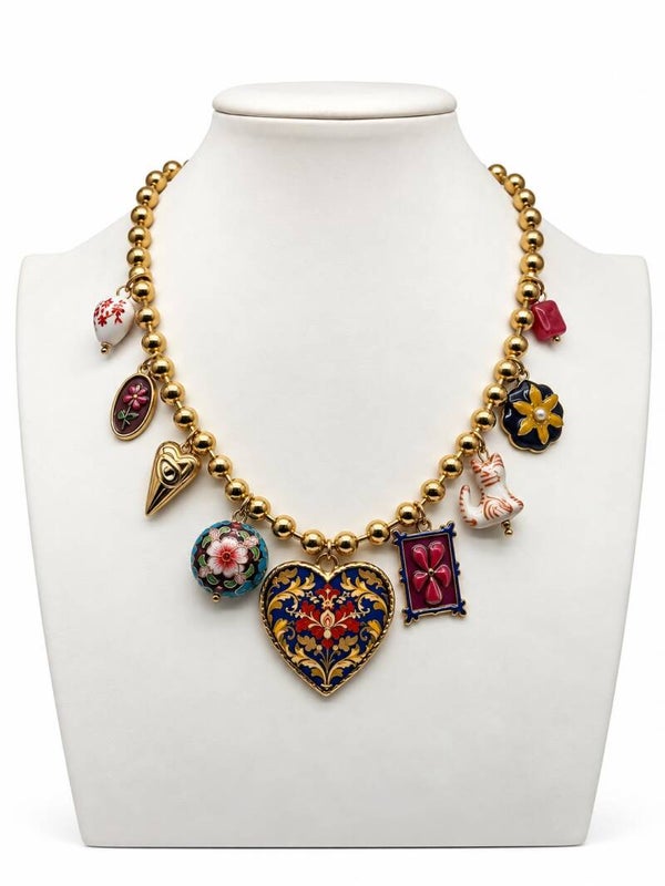 Collana ESMERALDA in acciaio con charms in ceramica