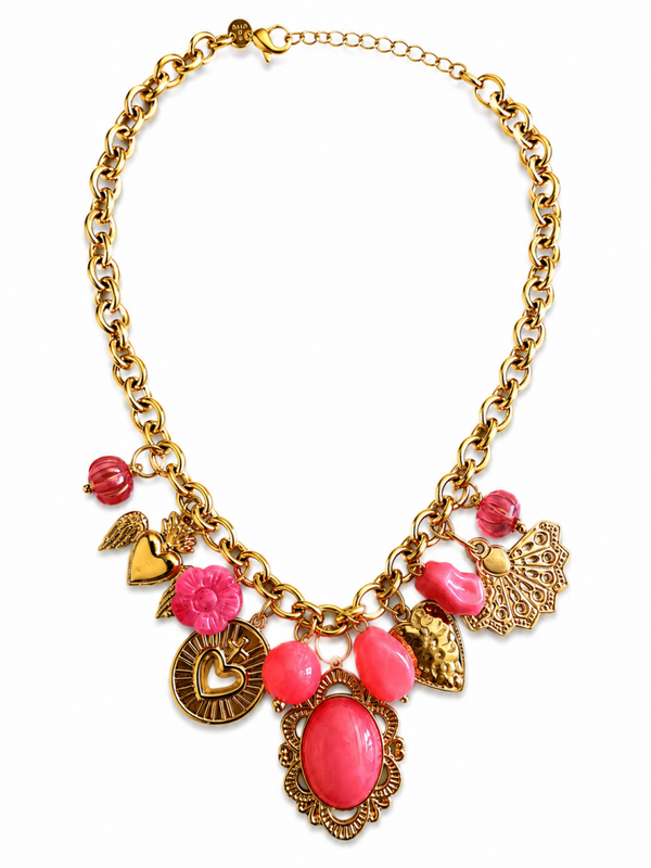 Collana regolabile in acciaio 316 L con charms