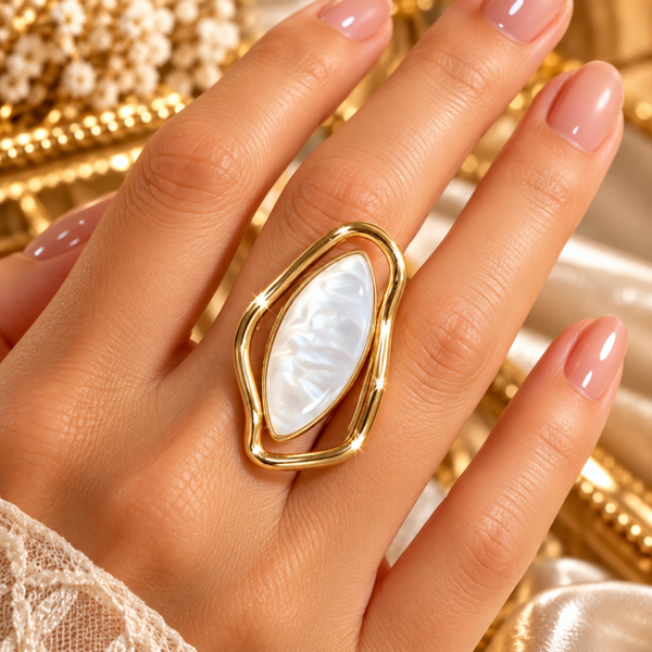 Anello perla , regolabile in acciaio 316L