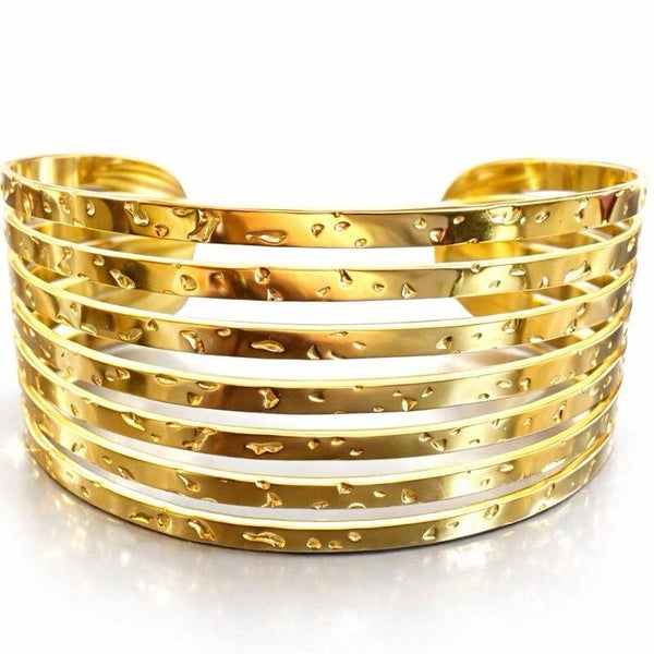 Bracciale regolabile in acciaio effetto martellato