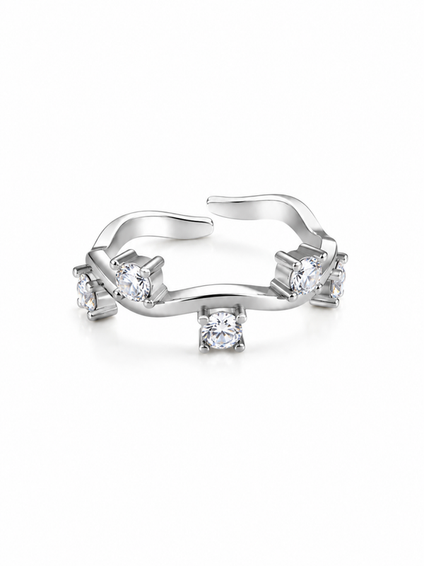 anello onda regolabile con zirconi