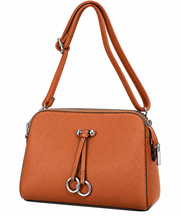 Borsa cuoio , hardwere in silver co tracolla regolabile, ecopelle