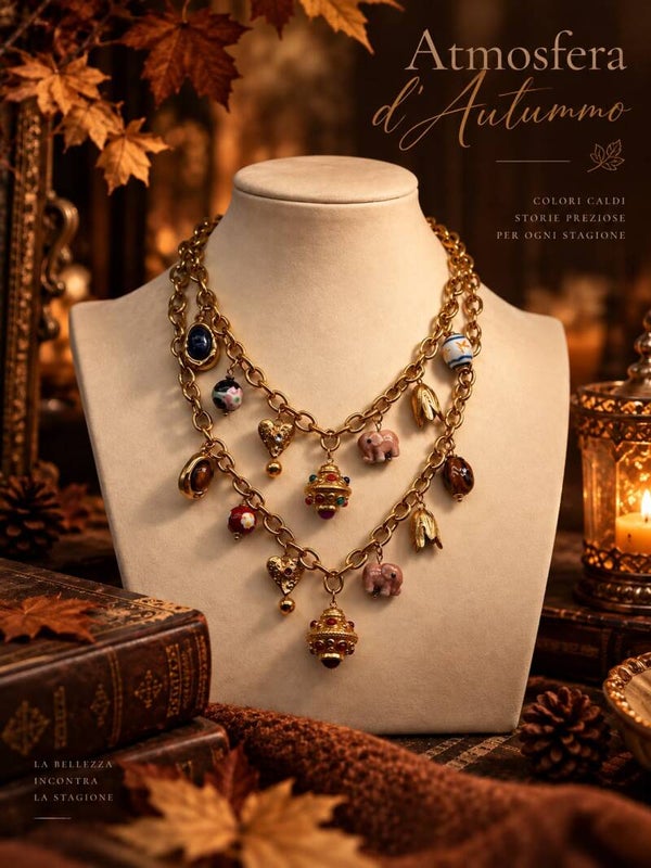 Collana FABER MARRONE in acciaio inossidabile con charms
