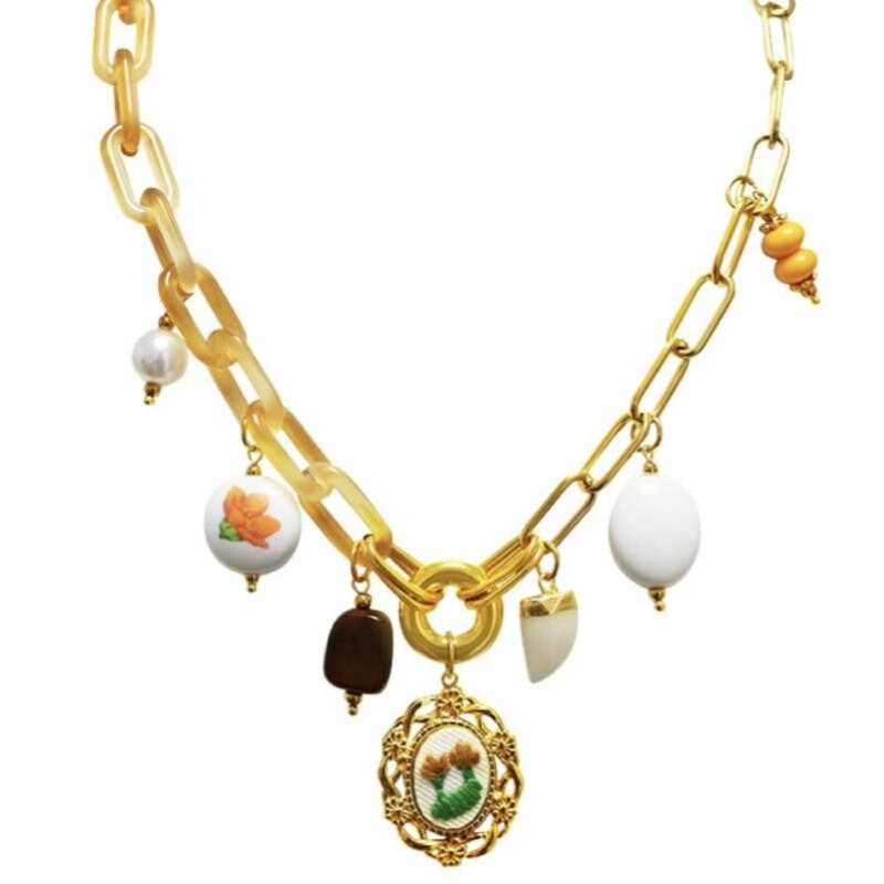 collana con charm in acciaio 316 L ocretta