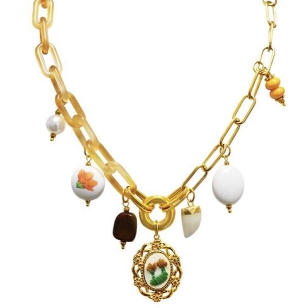 collana con charm in acciaio 316 L ocretta