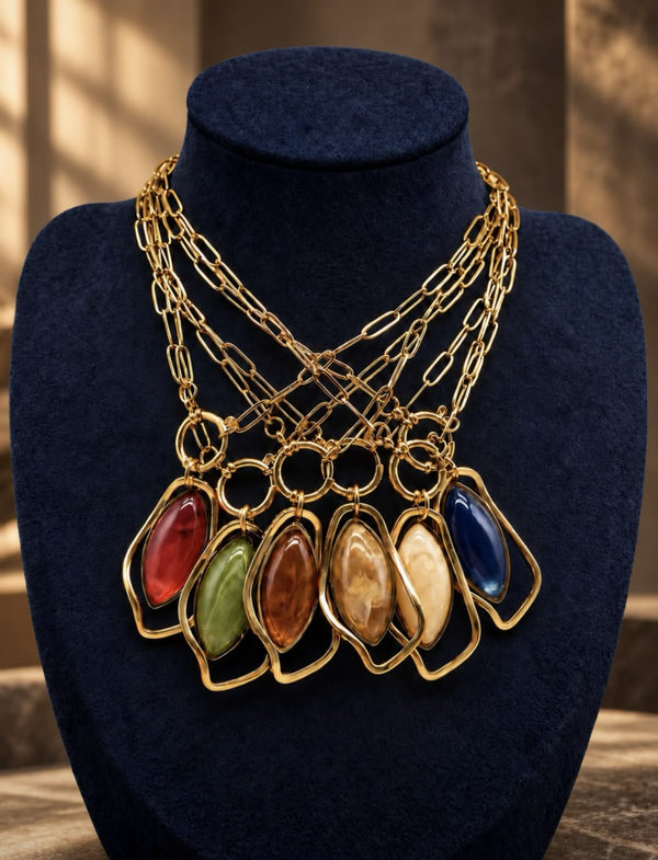 Collana NY in acciaio e pietra