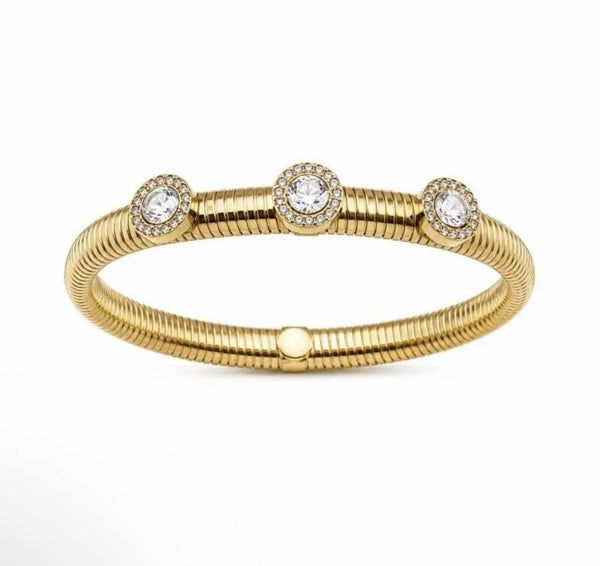 Bracciale elastico in acciaio inossidabile e zirconi