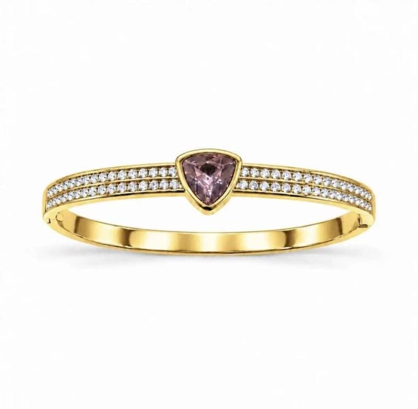 Bracciale in acciaio con cristalli e pietra rosa