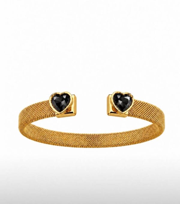Bracciale in acciaio , regolabile con cuori in cristallo