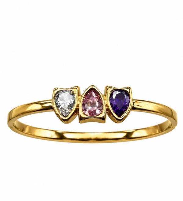 Bracciale in acciaio con cristalli rosa, bianco e lilla