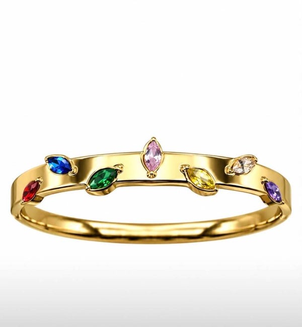 Bracciale in acciaio 316L con cristalli  incastonati multicolore