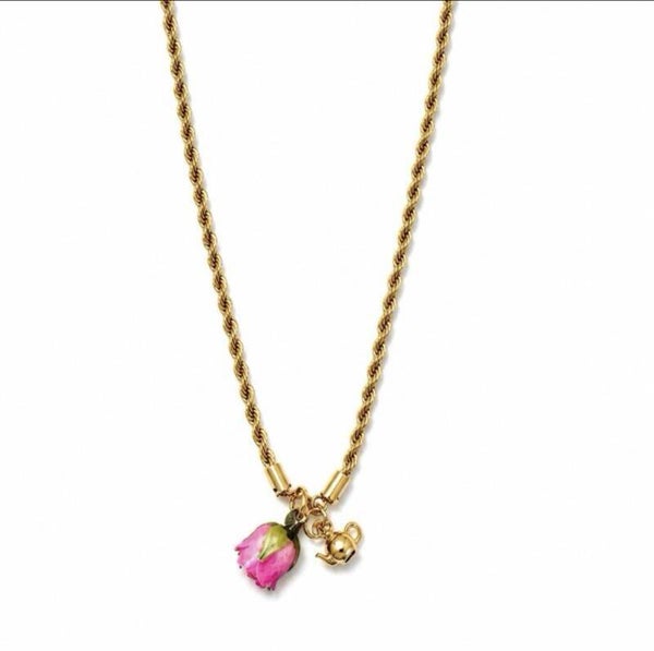 collana Belle con rosa e teiera 50 cm