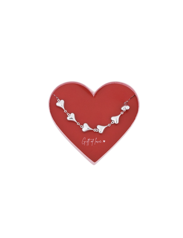 bracciale millecuori in acciaio regolabile con scatola regalo a cuore