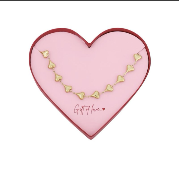 collana mille cuori in acciaio inossidabile con confezione regalo a cuore