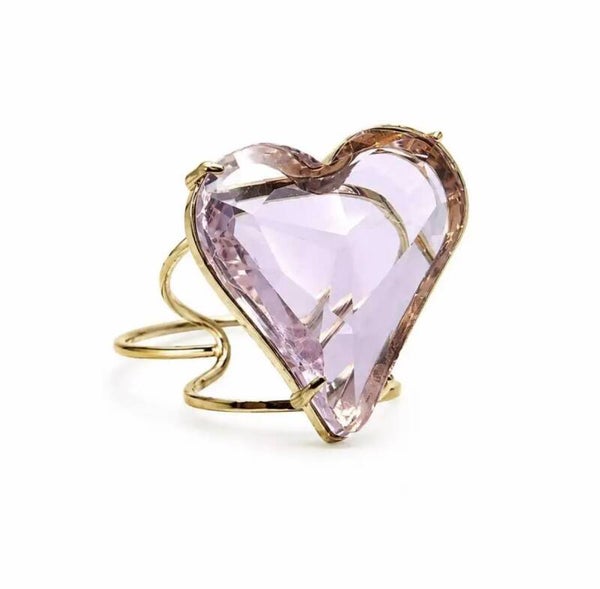 Combo tris anello , collna e orecchini CUORE ROSA in acciaio inossidabile