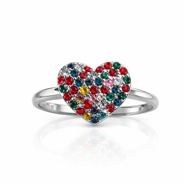 anello silver multicolor regolabile in acciaio