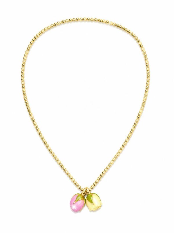 Collana lunga 60 cm con charm rosa vera essiccata in resina