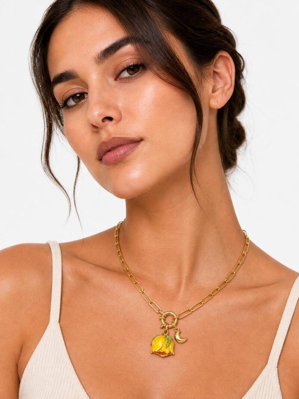 Collana girocollo in acciao inossidabile con rosellina vera in resina