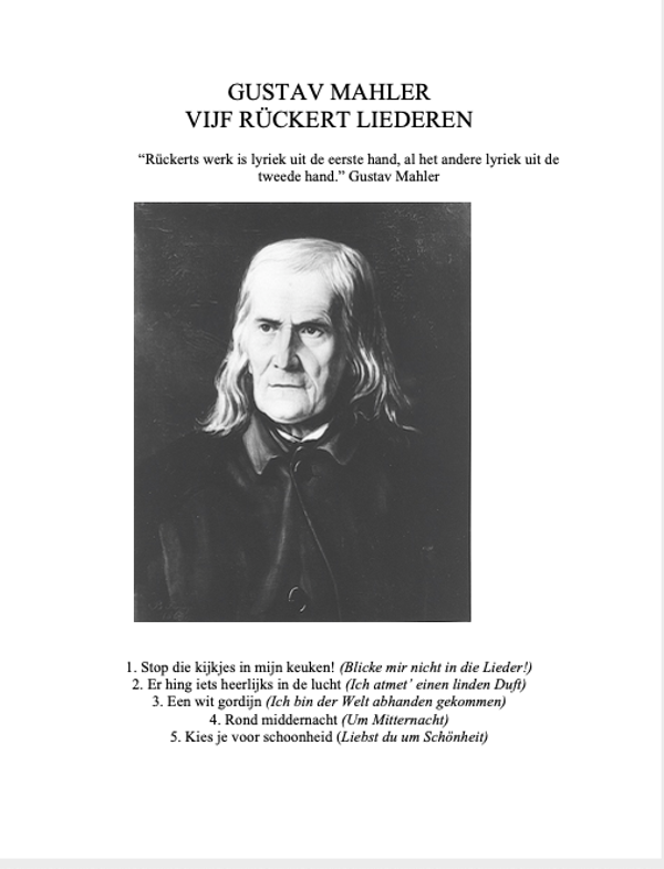 Mahler Vijf Rückert liederen  [PDF per mail]